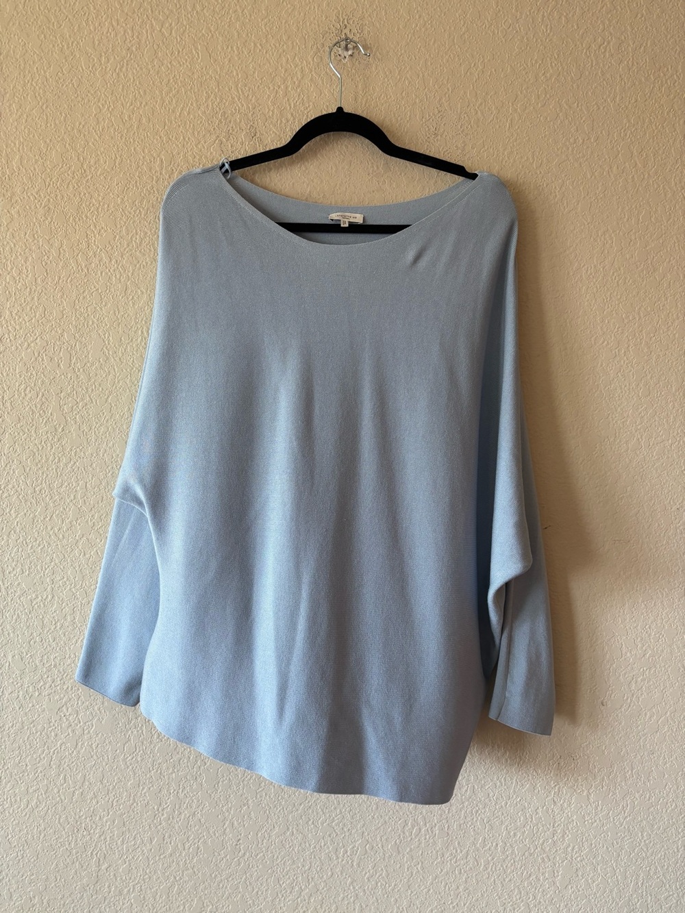 Lafayette 148 New York Light Blue Tunic Top Womens 1X Asymmetrical Dolman Sleeve
